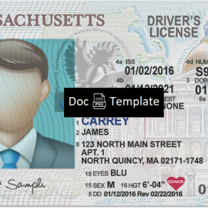Massachusetts Driver License Template