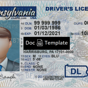 Pennsylvania Driver License Template