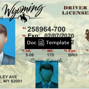 Wyoming driver license Template