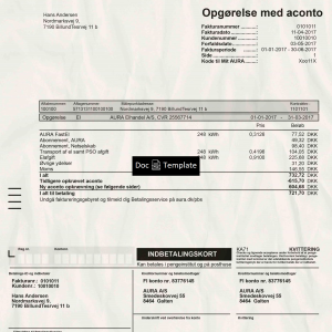 Denmark Utility Bill Template