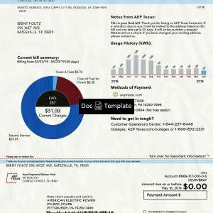 Ohio Utility Bill Template