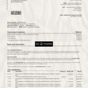 Wirecard Bank Statement Template