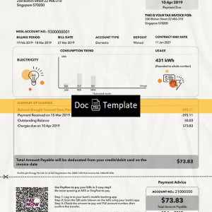Singapore Utility Bill Template