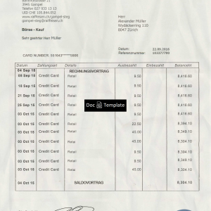 Swiss Bank Statement Template