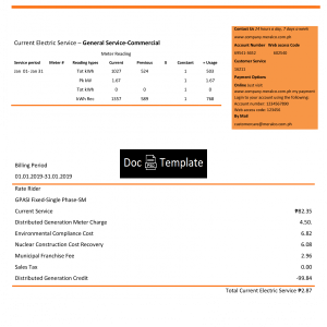 Philippines Meralco Utility Bill Template